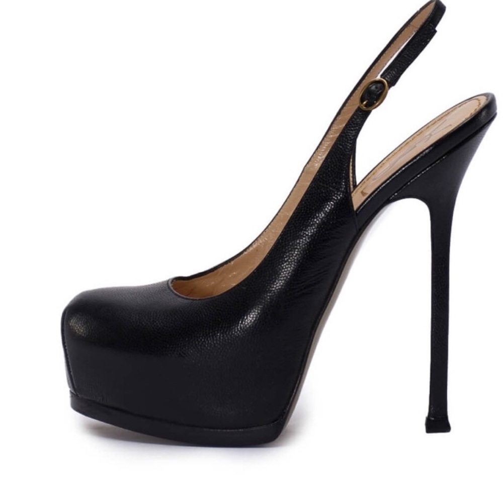 Yves Saint Laurent Black Platform Slingback Heels size 37